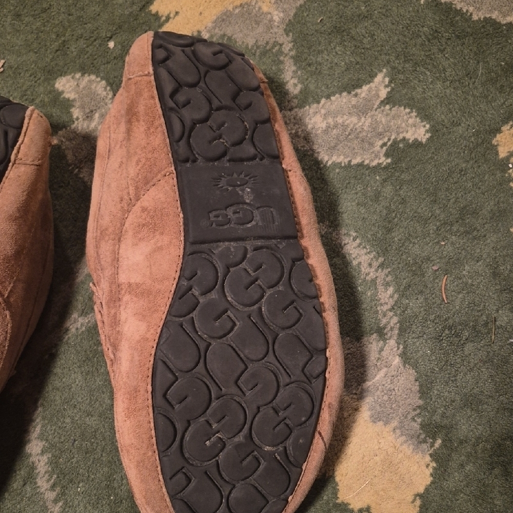 UGG Tan Suede Slippers with Plush Lining - Picture 8 of 11